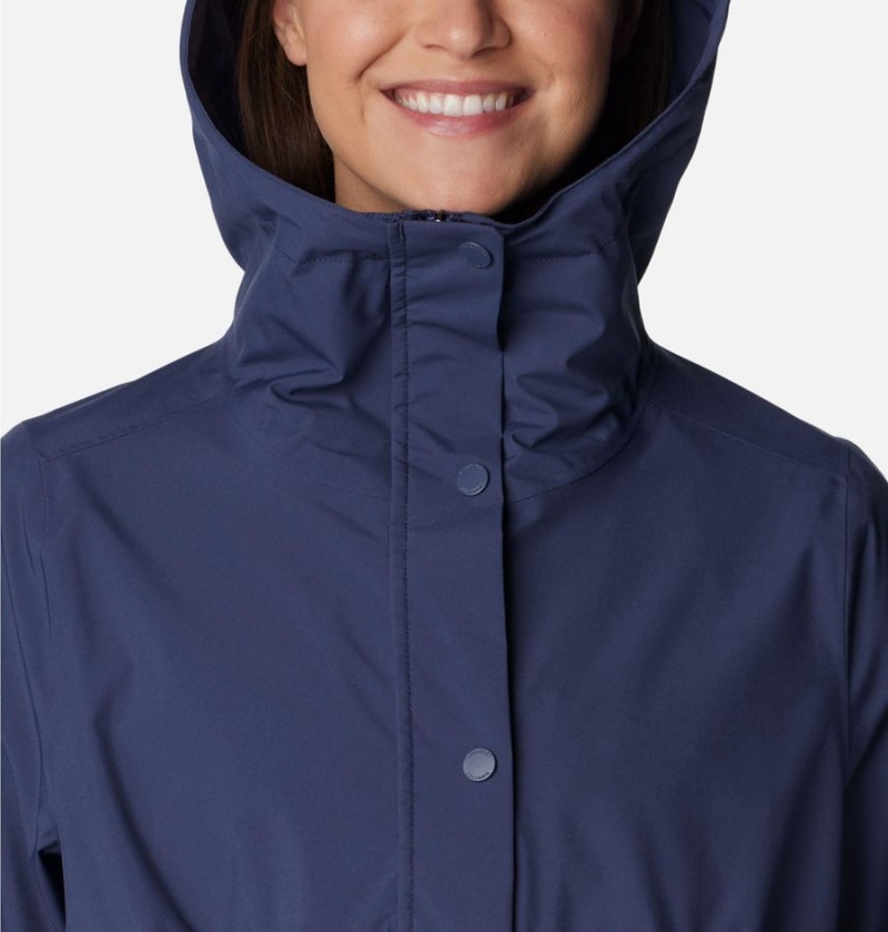 Columbia Long Valley Trench II Women's Rain Jacket Navy | XRCVNG-581