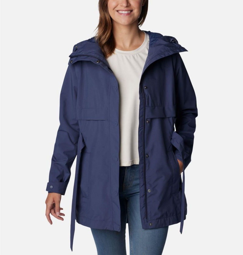 Columbia Long Valley Trench II Women's Rain Jacket Navy | XRCVNG-581