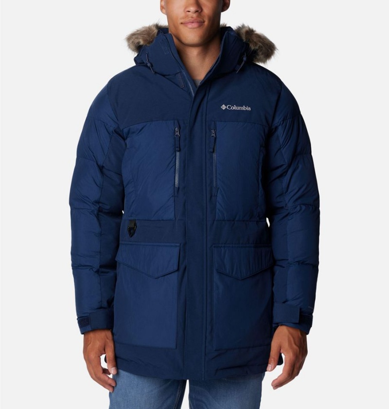 Columbia Marquam Peak Fusion Omni Heat Infinity Insulated Men\'s Coats Navy | OFHCIN-594