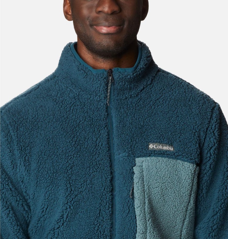 Columbia Mountainside Heavyweight Sherpa Men's Fleece Jacket Turquoise | ONHZSB-089