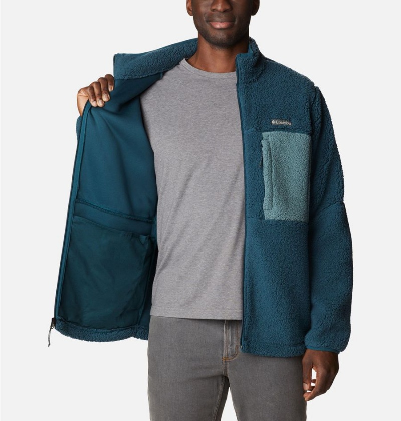Columbia Mountainside Heavyweight Sherpa Men's Fleece Jacket Turquoise | ONHZSB-089