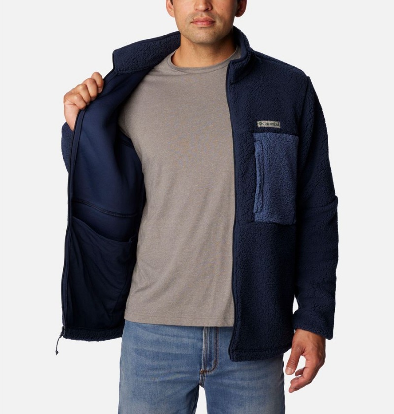 Columbia Mountainside Heavyweight Sherpa Men's Fleece Jacket Navy | XFBWDO-306