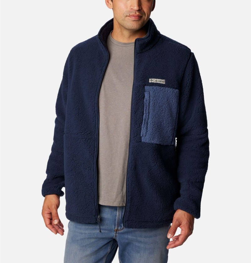 Columbia Mountainside Heavyweight Sherpa Men's Fleece Jacket Navy | XFBWDO-306