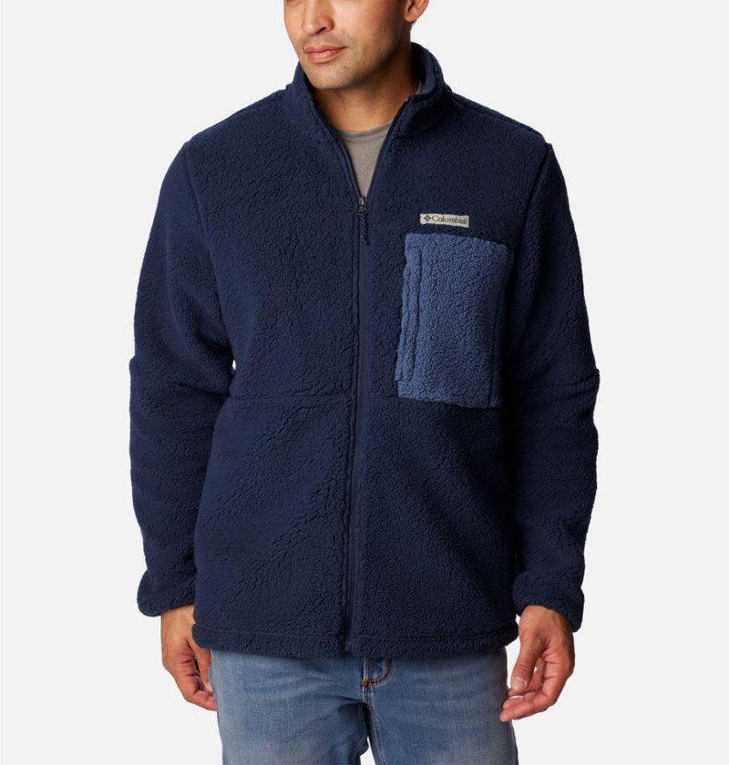Columbia Mountainside Heavyweight Sherpa Men\'s Fleece Jacket Navy | XFBWDO-306