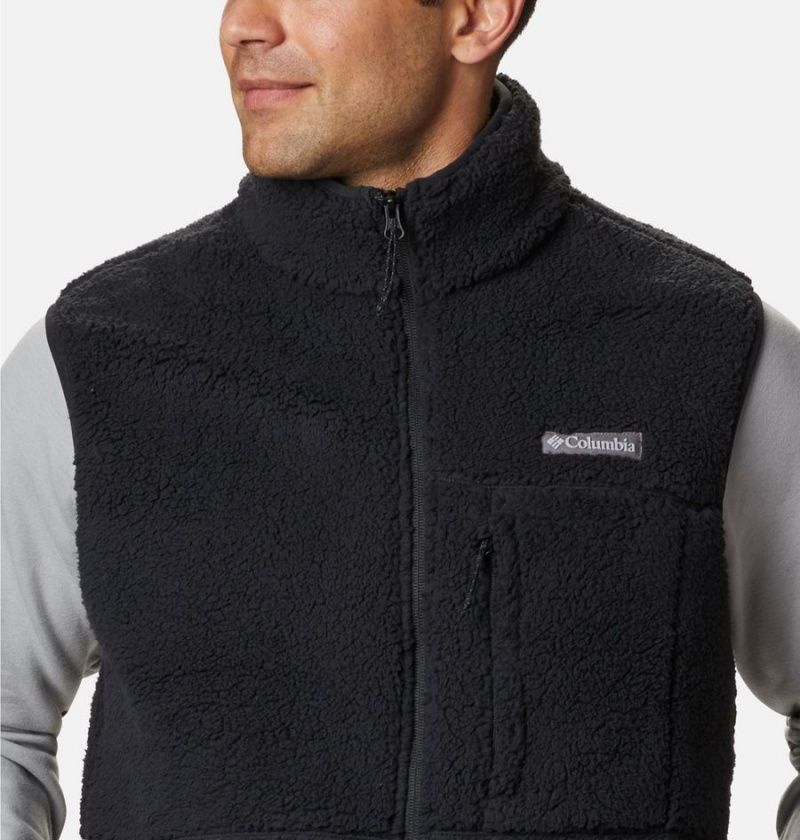 Columbia Mountainside Sherpa Fleece Men's Vest Black | YIGSVC-720