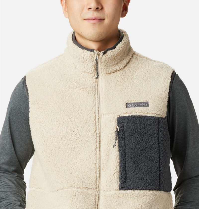 Columbia Mountainside Sherpa Fleece Men's Vest Khaki | GDKOYQ-039