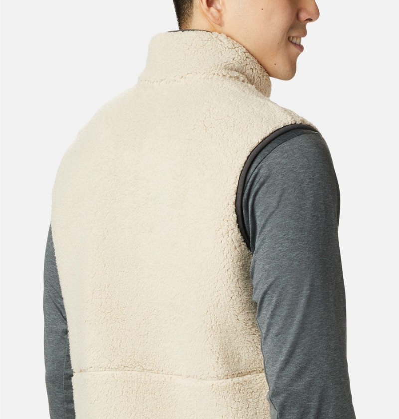 Columbia Mountainside Sherpa Fleece Men's Vest Khaki | GDKOYQ-039