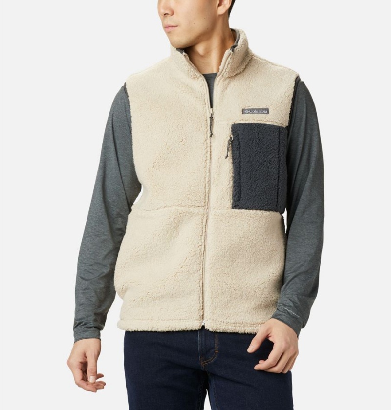Columbia Mountainside Sherpa Fleece Men\'s Vest Khaki | GDKOYQ-039