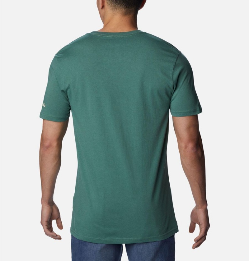Columbia NP Yellowstone Graphic Men's T-Shirt Green | DCHQBF-850