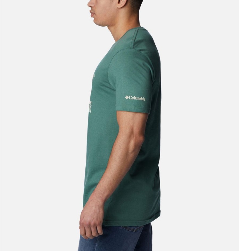 Columbia NP Yellowstone Graphic Men's T-Shirt Green | DCHQBF-850