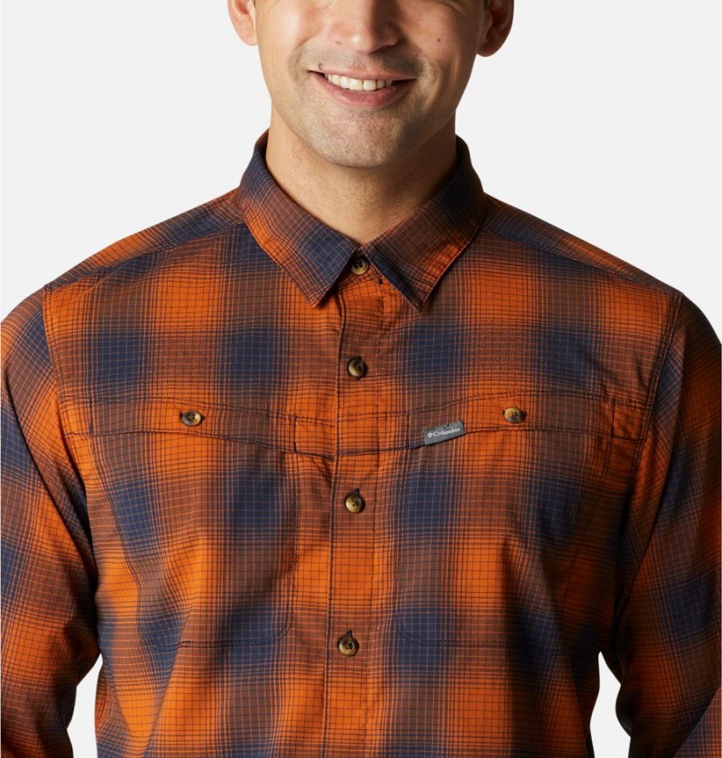 Columbia Newton Ridge II Plaid Long Sleeve Men's Shirt Orange | VUODXL-245