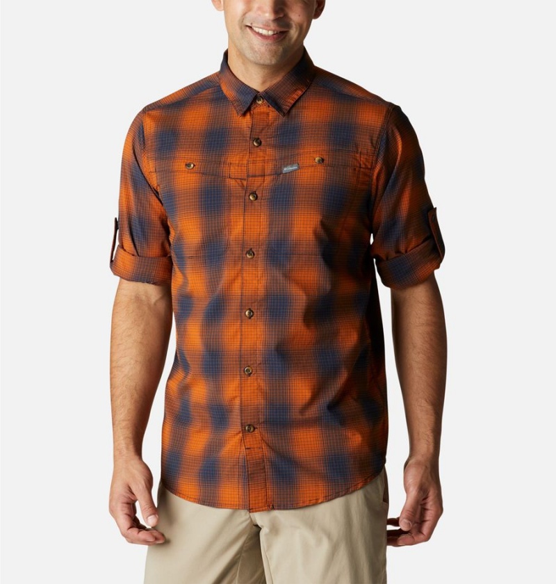 Columbia Newton Ridge II Plaid Long Sleeve Men's Shirt Orange | VUODXL-245