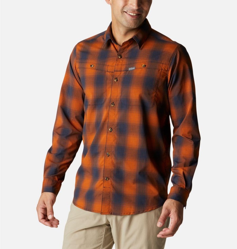 Columbia Newton Ridge II Plaid Long Sleeve Men\'s Shirt Orange | VUODXL-245