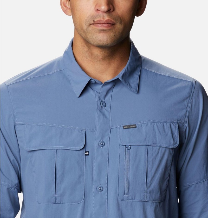 Columbia Newton Ridge Long Sleeve Men's Shirt Blue | EZYDLT-973
