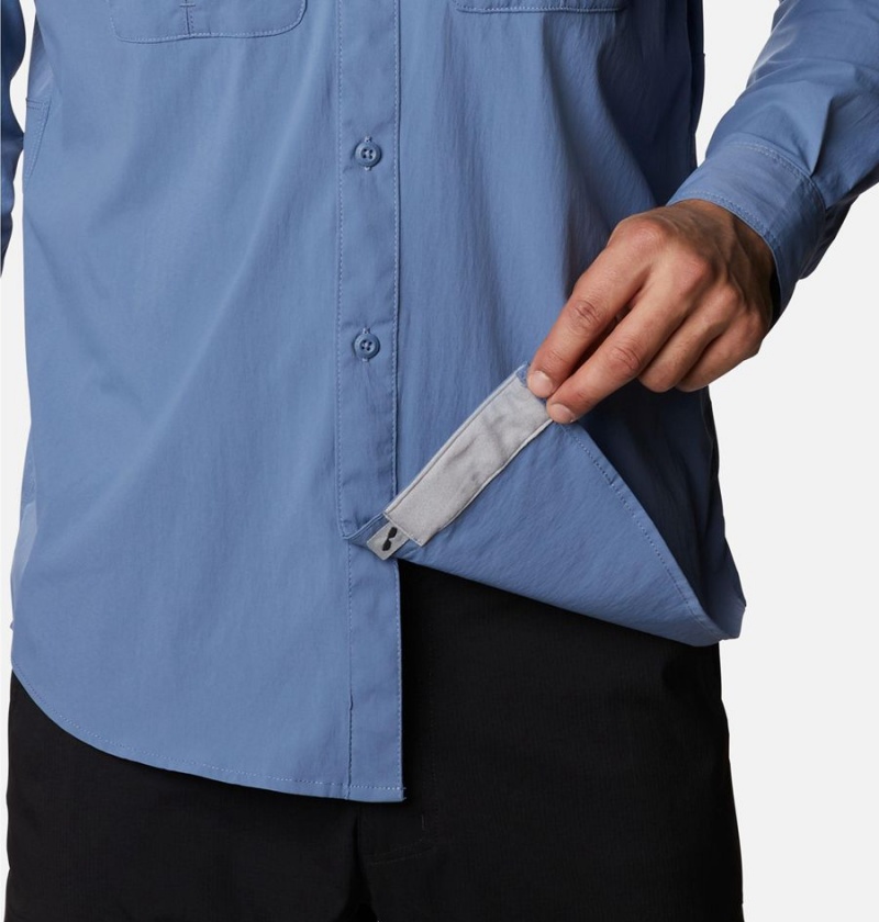 Columbia Newton Ridge Long Sleeve Men's Shirt Blue | EZYDLT-973
