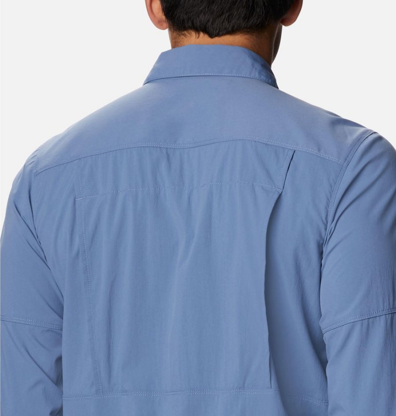 Columbia Newton Ridge Long Sleeve Men's Shirt Blue | EZYDLT-973