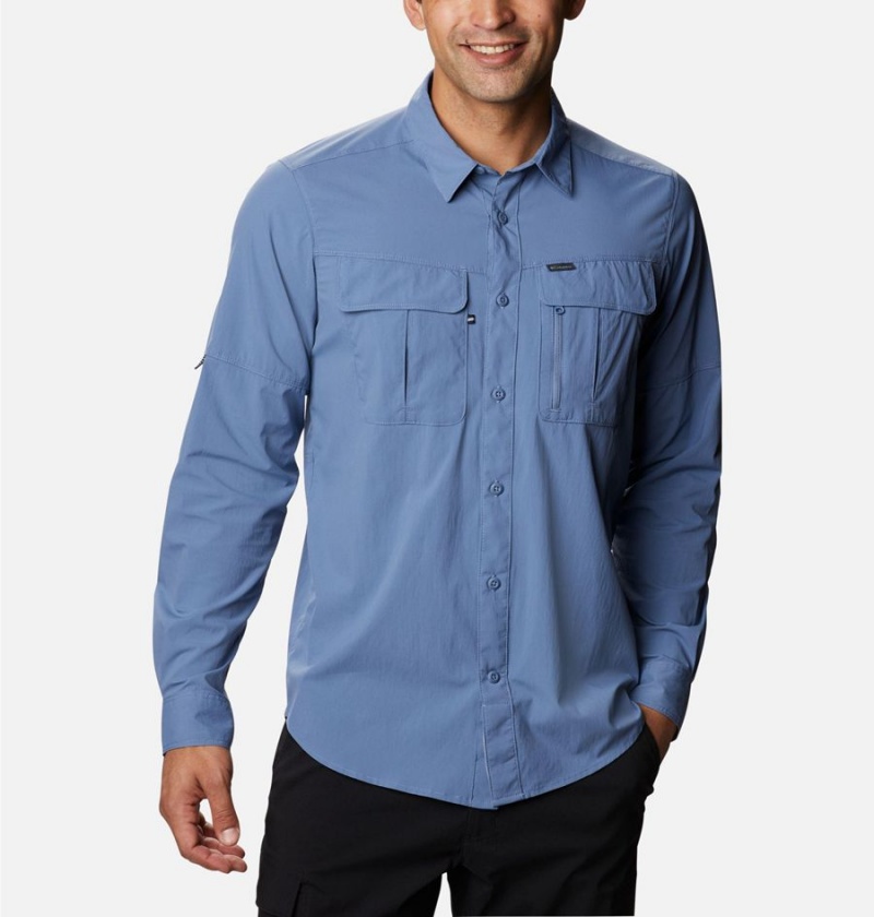 Columbia Newton Ridge Long Sleeve Men\'s Shirt Blue | EZYDLT-973