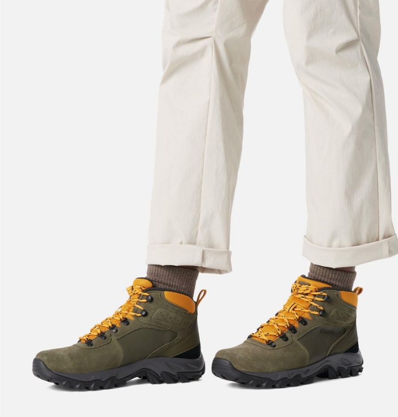 Columbia Newton Ridge Plus II Suede Waterproof Boot Men's Hiking Shoes Olive | LTMXZR-702