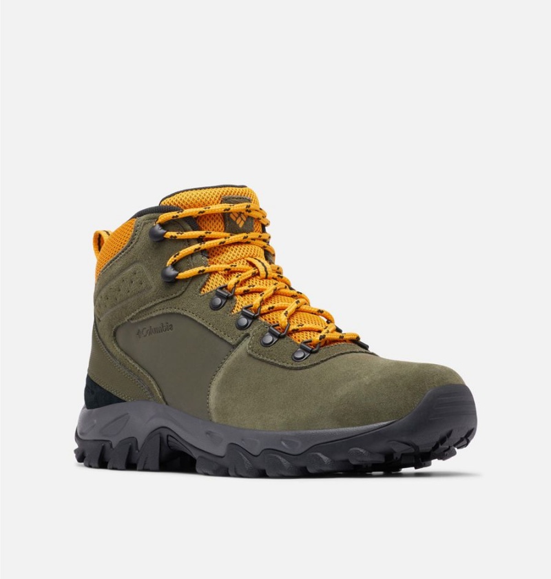 Columbia Newton Ridge Plus II Suede Waterproof Boot Men's Hiking Shoes Olive | LTMXZR-702