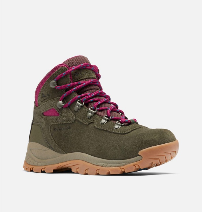 Columbia Newton Ridge Plus Waterproof Amped Boot Women's Hiking Shoes Olive | PVSKYI-628