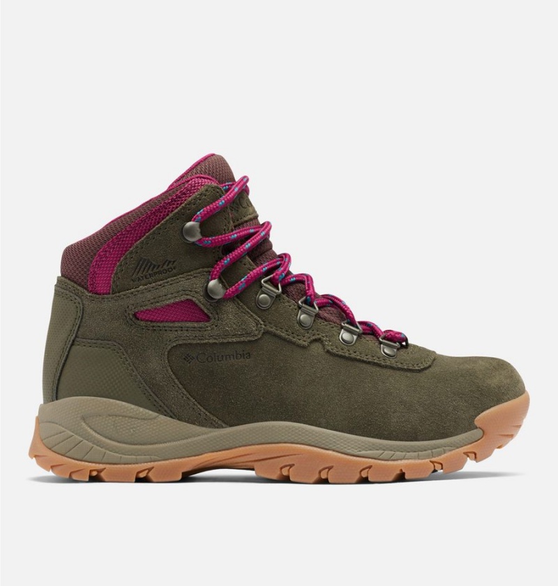 Columbia Newton Ridge Plus Waterproof Amped Boot Women\'s Hiking Shoes Olive | PVSKYI-628