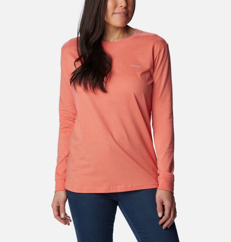 Columbia North Cascades Back Graphic Long Sleeve Women's T-Shirt Coral | GPQVIC-794