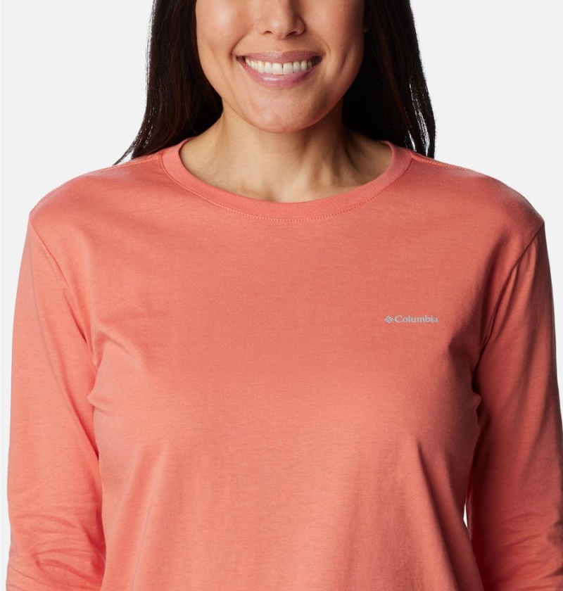 Columbia North Cascades Back Graphic Long Sleeve Women's T-Shirt Coral | GPQVIC-794