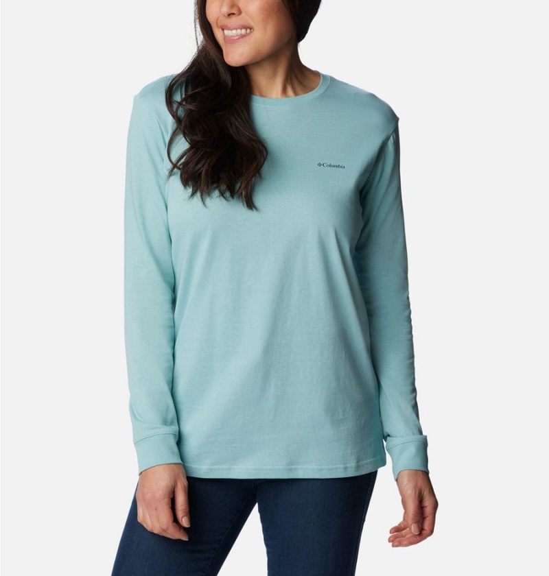 Columbia North Cascades Back Graphic Long Sleeve Women's T-Shirt Turquoise | AMYSBR-905