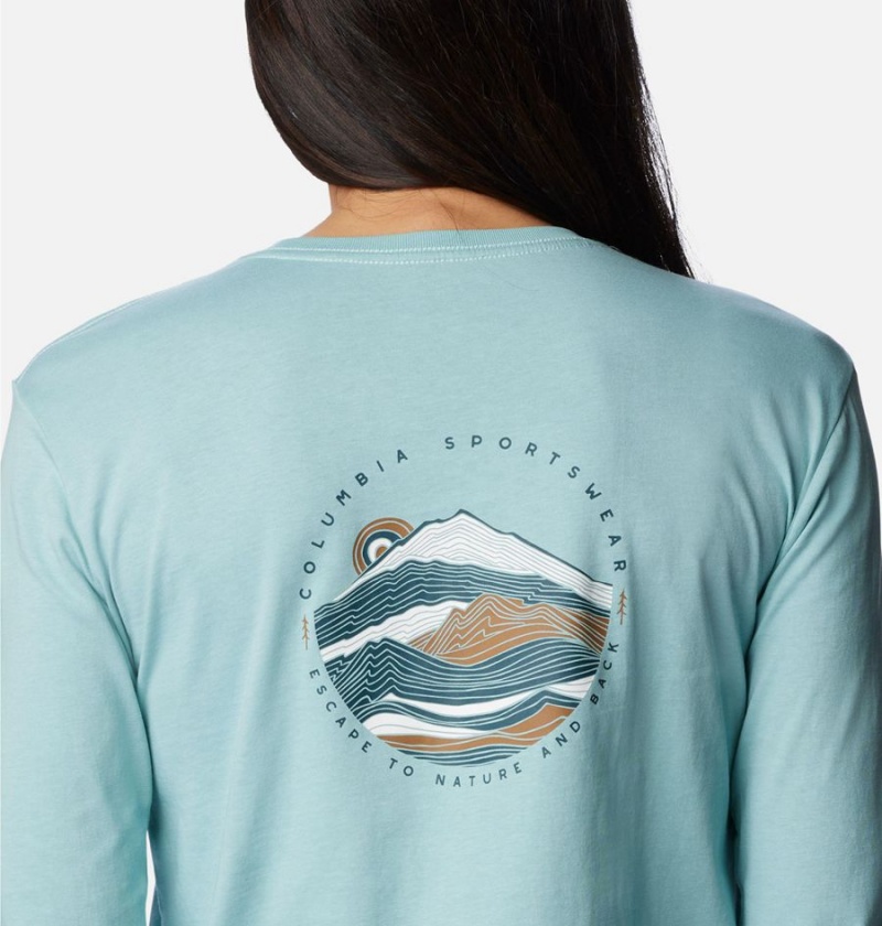 Columbia North Cascades Back Graphic Long Sleeve Women's T-Shirt Turquoise | AMYSBR-905