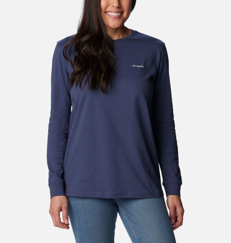 Columbia North Cascades Back Graphic Long Sleeve Women's T-Shirt Navy | LEMUXZ-072