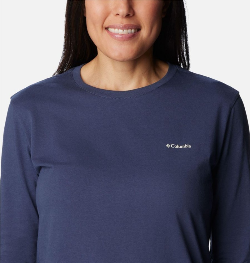 Columbia North Cascades Back Graphic Long Sleeve Women's T-Shirt Navy | LEMUXZ-072