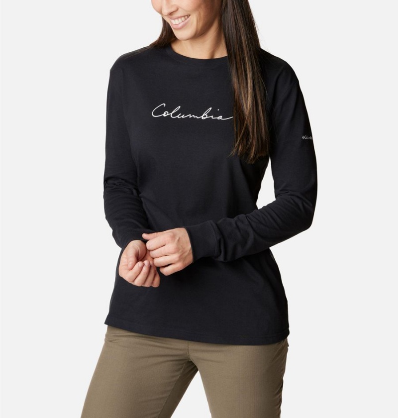 Columbia North Cascades Long Sleeve Women's T-Shirt Black | FEYMXD-483