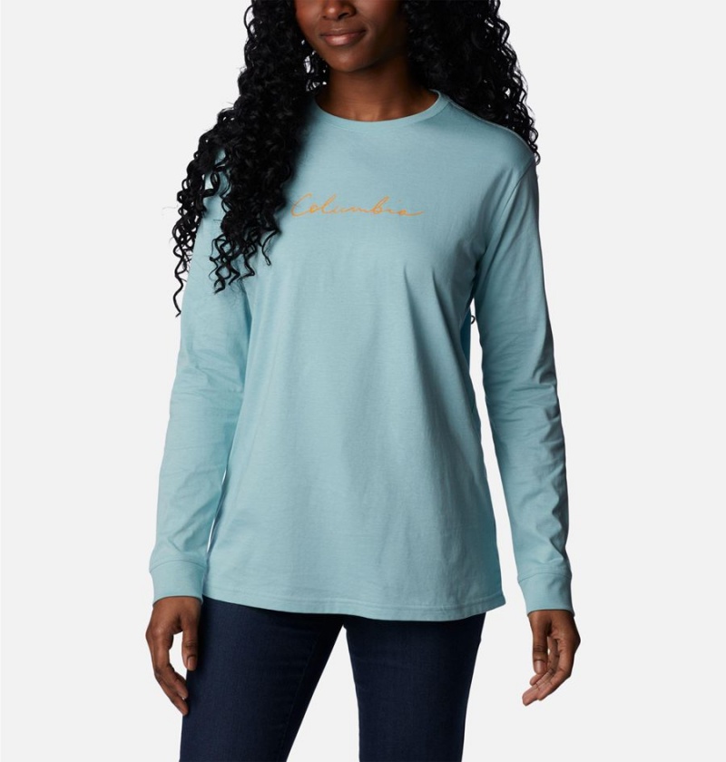 Columbia North Cascades Long Sleeve Women's T-Shirt Turquoise | VEXPKI-894