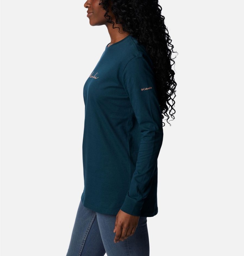 Columbia North Cascades Long Sleeve Women's T-Shirt Turquoise | WKDPTJ-845