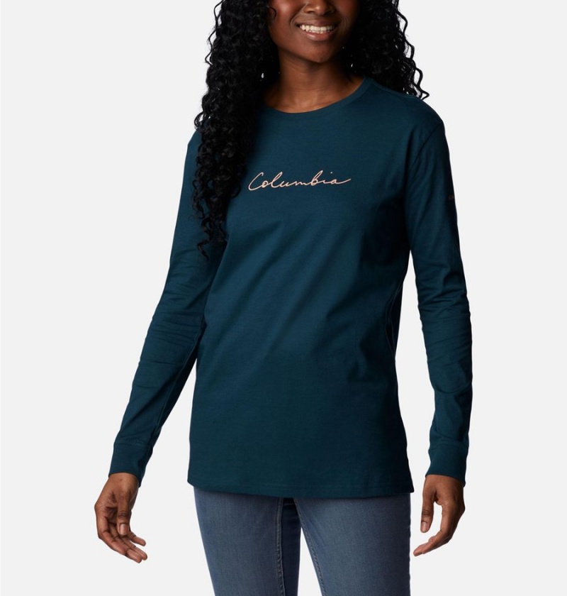 Columbia North Cascades Long Sleeve Women's T-Shirt Turquoise | WKDPTJ-845