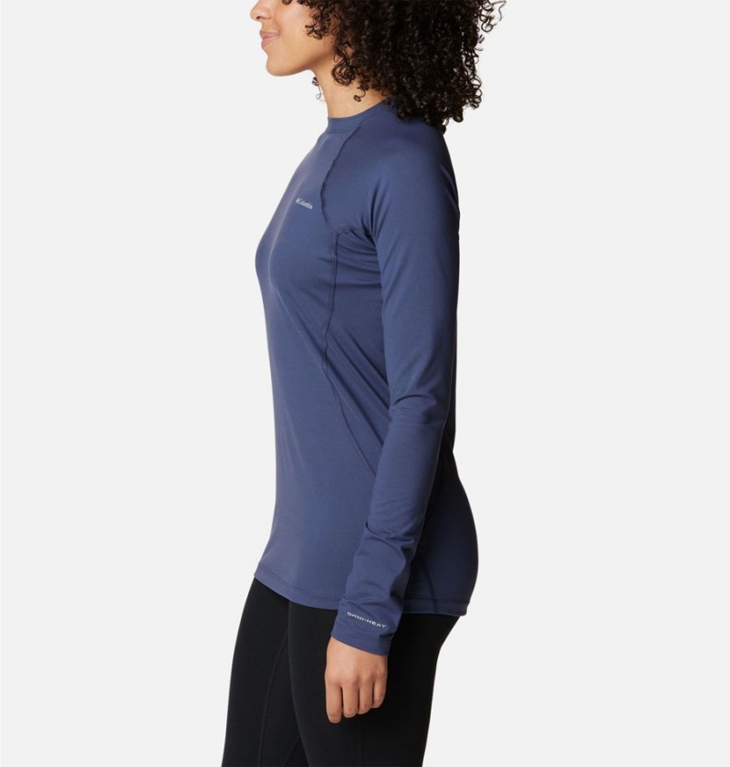 Columbia Omni Heat Midweight Baselayer Crew Women's T-Shirt Navy | UTPVJM-106