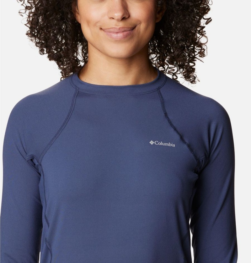 Columbia Omni Heat Midweight Baselayer Crew Women's T-Shirt Navy | UTPVJM-106