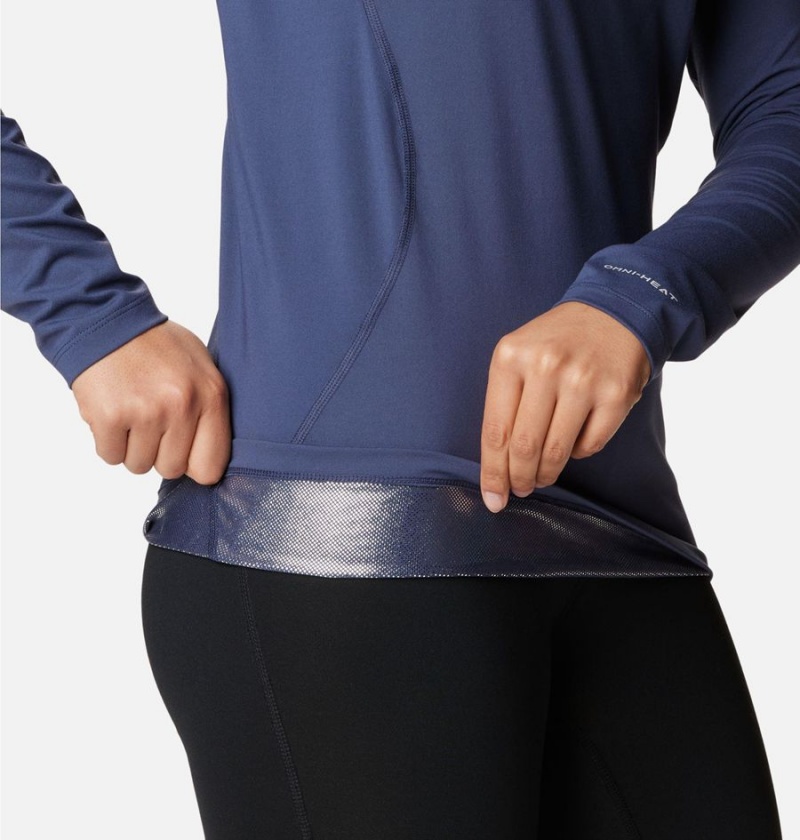 Columbia Omni Heat Midweight Baselayer Crew Women's T-Shirt Navy | UTPVJM-106