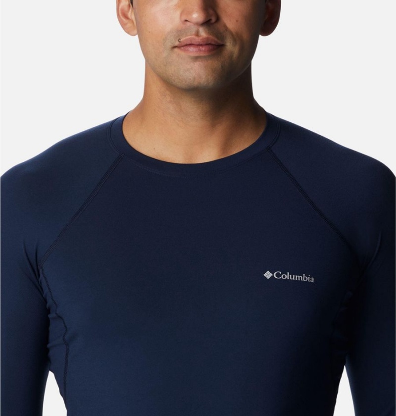 Columbia Omni Heat Midweight Baselayer Crew Men's T-Shirt Navy | XGHDUP-726
