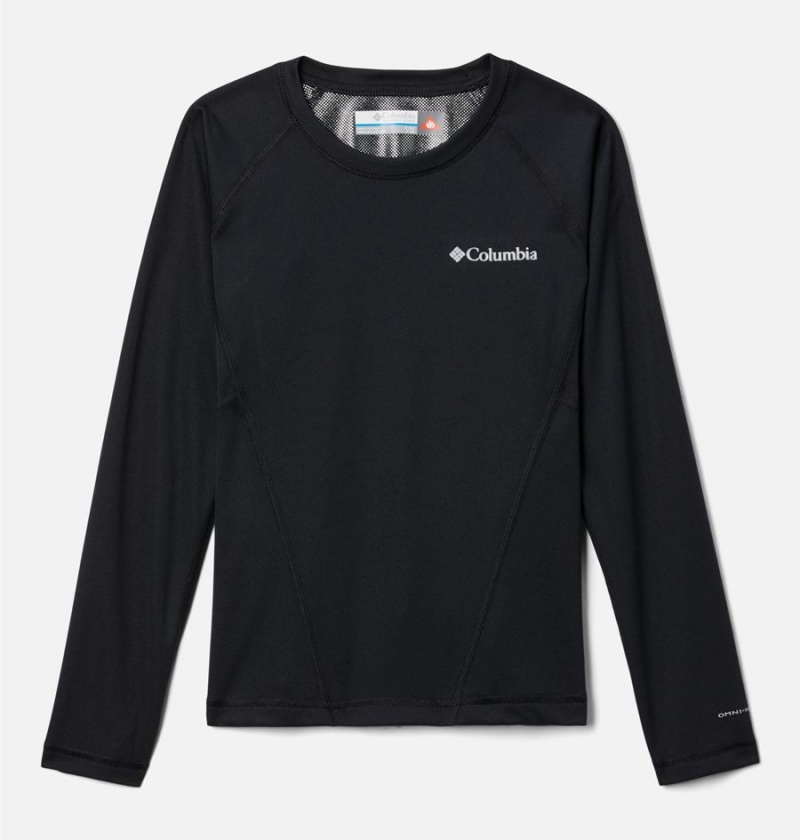 Columbia Omni Heat Midweight Baselayer Crew Kids\' T-Shirt Black | UIRSQG-692