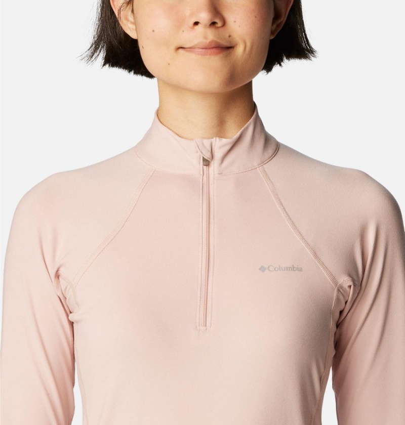 Columbia Omni Heat Midweight Baselayer Half Zip Women's T-Shirt Pink | YJRMBA-659