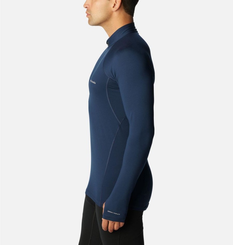 Columbia Omni Heat Midweight Baselayer Half Zip Men's T-Shirt Navy | GNJPXV-489