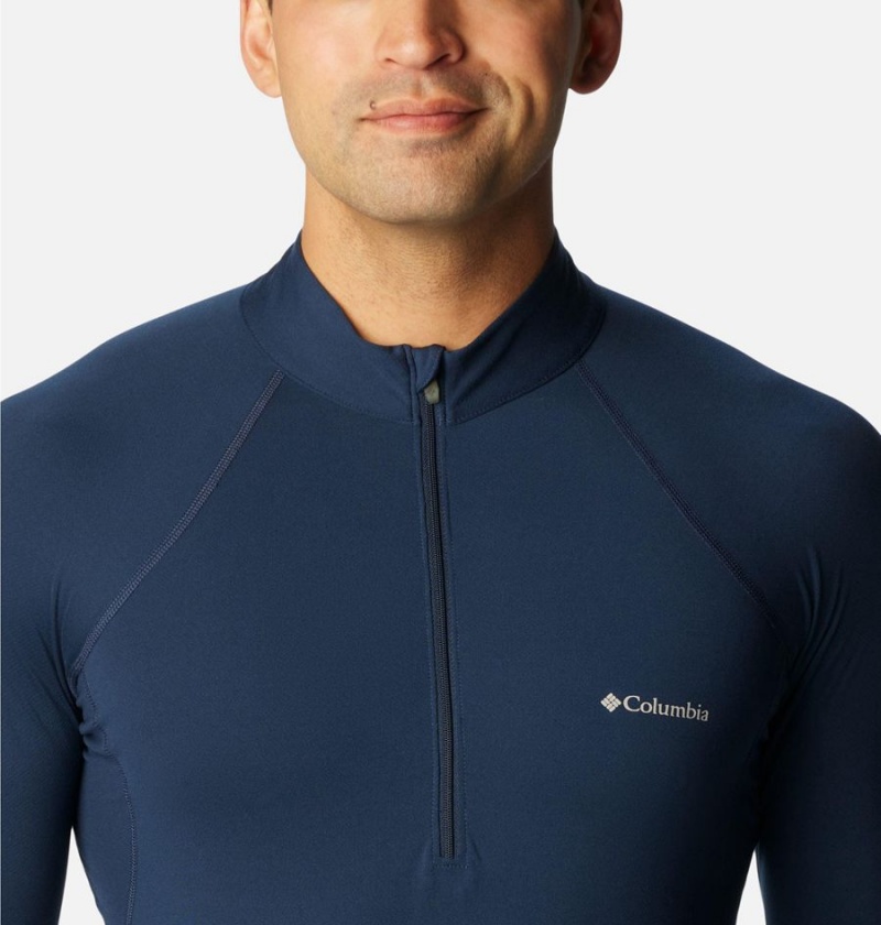 Columbia Omni Heat Midweight Baselayer Half Zip Men's T-Shirt Navy | GNJPXV-489