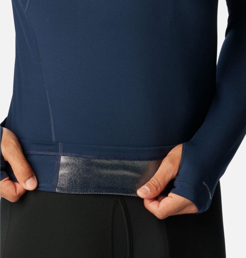 Columbia Omni Heat Midweight Baselayer Half Zip Men's T-Shirt Navy | GNJPXV-489