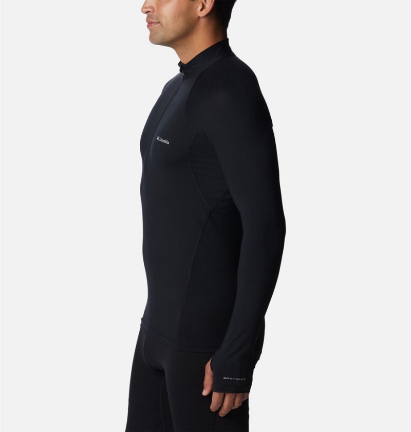 Columbia Omni Heat Midweight Baselayer Half Zip Men's T-Shirt Black | KWAPOC-570