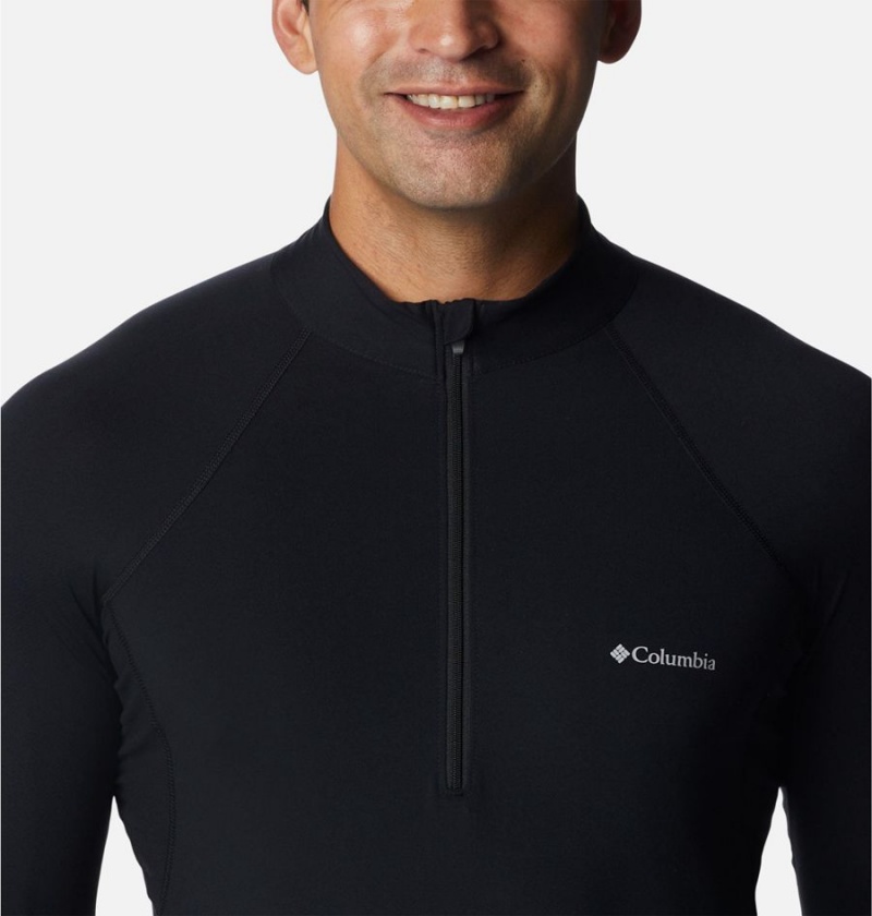 Columbia Omni Heat Midweight Baselayer Half Zip Men's T-Shirt Black | KWAPOC-570