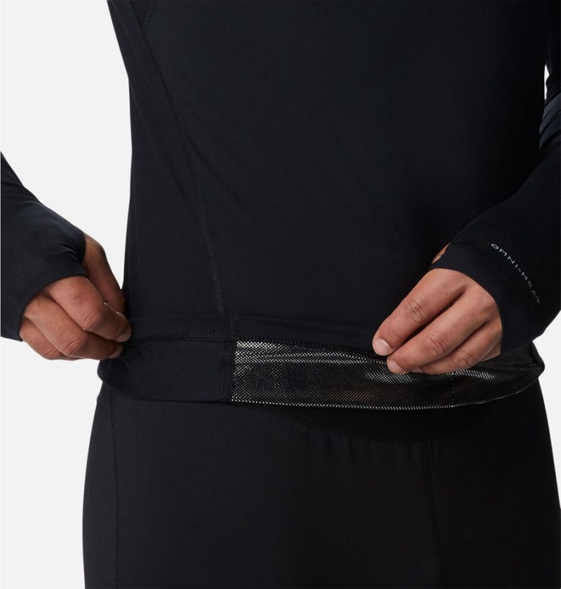 Columbia Omni Heat Midweight Baselayer Half Zip Men's T-Shirt Black | KWAPOC-570