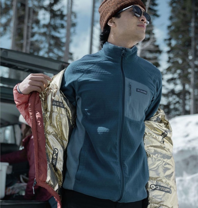 Columbia Outdoor Tracks Full Zip Men's Fleece Jacket Turquoise | NYQDWL-451