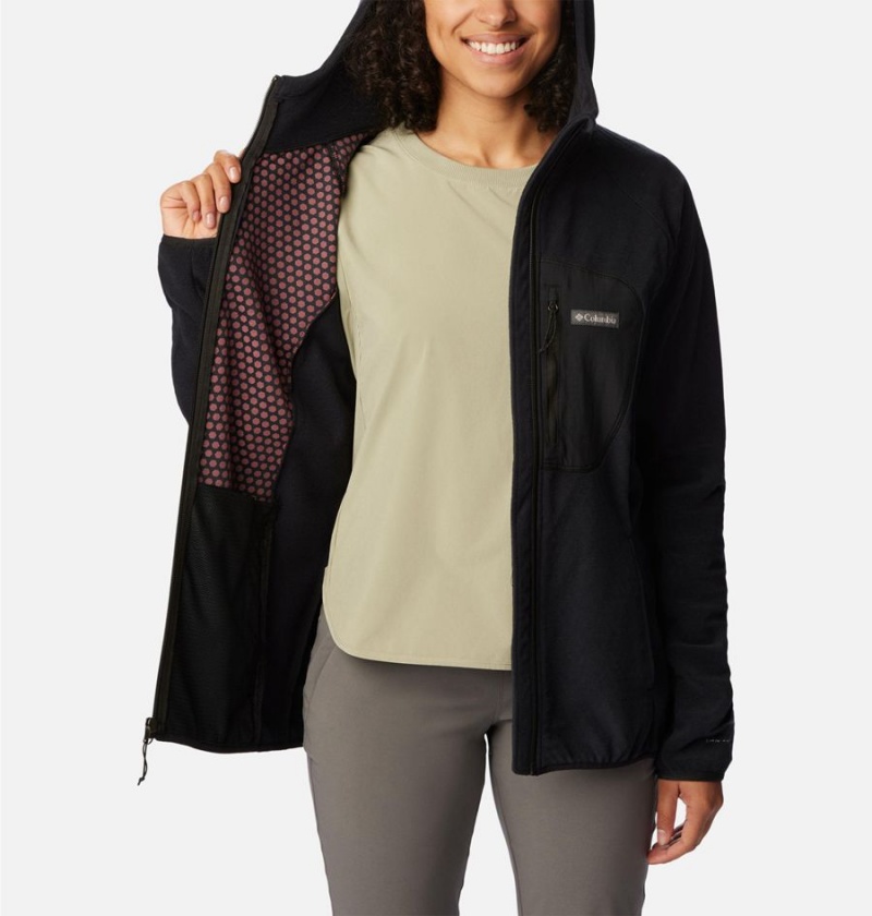 Columbia Outdoor Tracks Hooded Full Zip Women's Fleece Jacket Black | YMXLPK-582