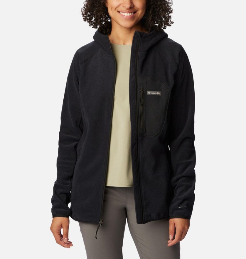 Columbia Outdoor Tracks Hooded Full Zip Women's Fleece Jacket Black | YMXLPK-582
